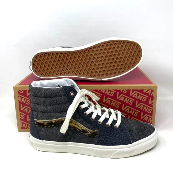 VANS Sk8-Hi Shoes High Top Gray Canvas Leather Men’s Size Casual VN0A5JMJ1O7 - Picture 5 of 10
